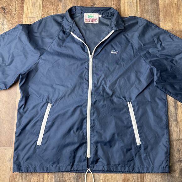 Vintage 80s Lacoste Jacket Men's Large Blue Windbreaker Waterproof Golf 6067 - Picture 5 of 13